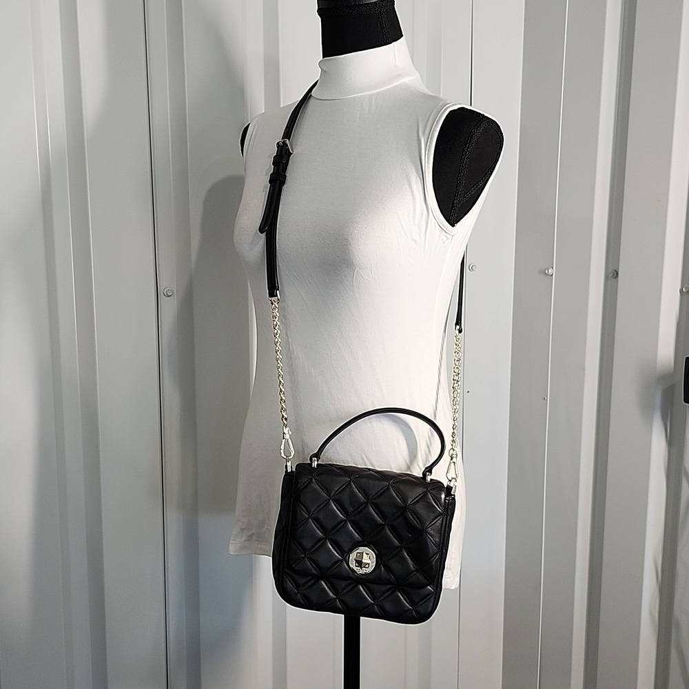 Kate Spade Natalia Square Black Quilted Crossbody Handbag With Handle and Strap - Picture 11 of 11